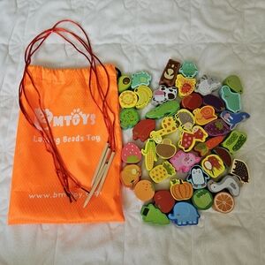 Montessori Educational Threading Toys Wooden Stringing Farm Animals Fruits